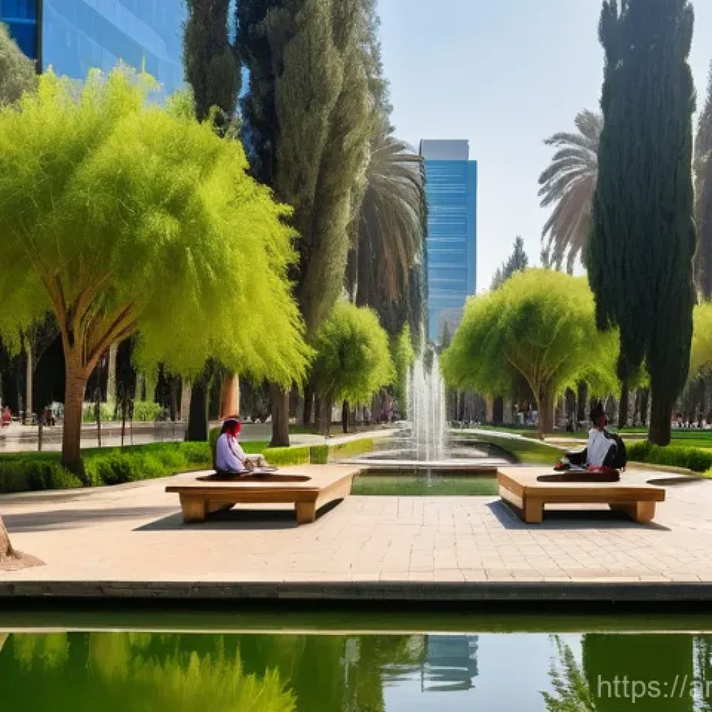 도시재생에서의 생물 다양성 증진 방안 - **Urban Oasis of Tranquility** An image showcasing a serene and vibrant urban park nestled withi...