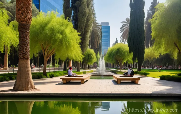 도시재생에서의 생물 다양성 증진 방안 - **Urban Oasis of Tranquility** An image showcasing a serene and vibrant urban park nestled withi...