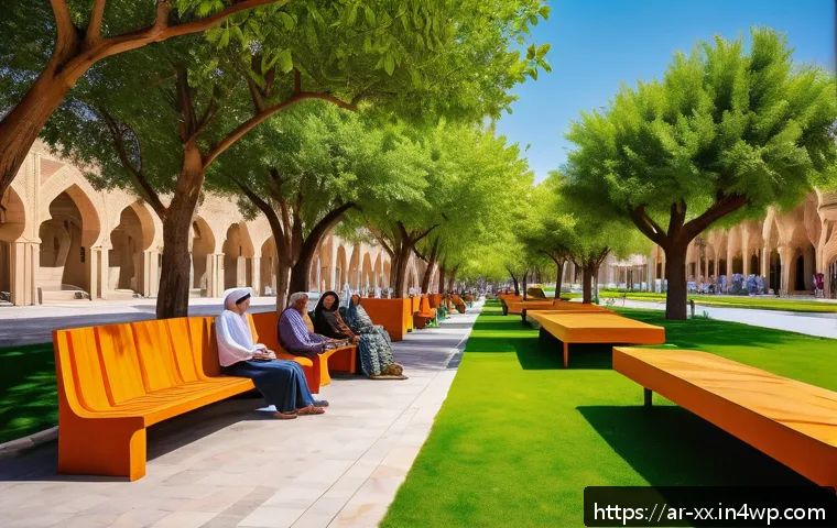 도시재생과 기후 변화 완화의 연관성 - A vibrant urban park in a Middle Eastern city, transformed from an abandoned lot into a lush green s...